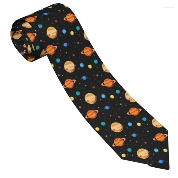 Fliege, niedliche Planeten, Weltraum-Krawatte, Unisex, Polyester, 8 cm, Sternenhimmel, Alien-Hals, Herren, schmales, schmales Hemd, Zubehör