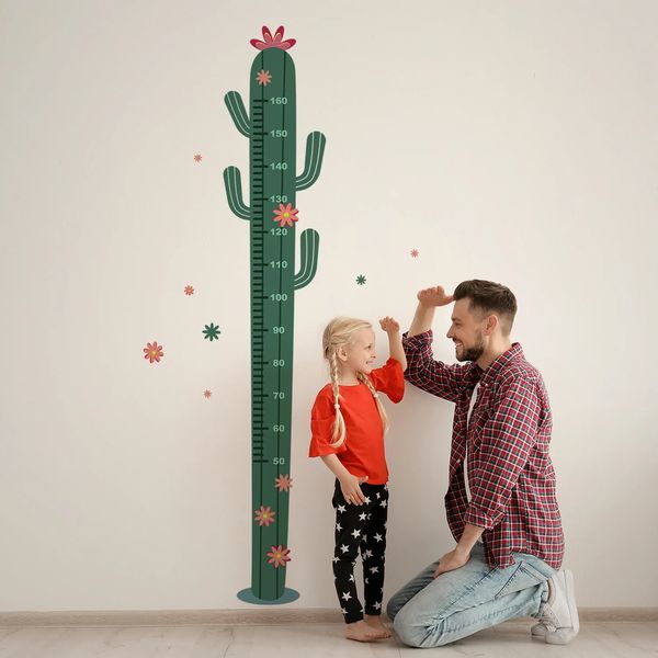 Adesivi murali Grande grafico di crescita del cactus per bambini Misura altezza Bambini Righello Nursery Room Decor Art Ragazzi Ragazze 231211