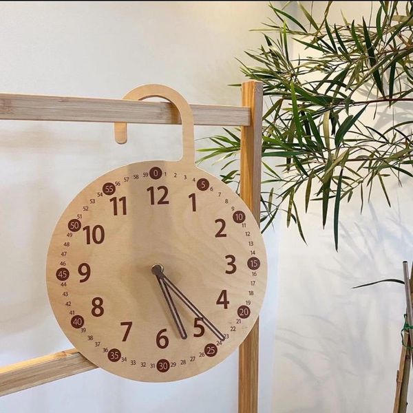 Tea Pets 1PC Orologio da parete semplice in legno massello vetro acrilico silenzioso senza ticchettio alimentato a batteria rotondo