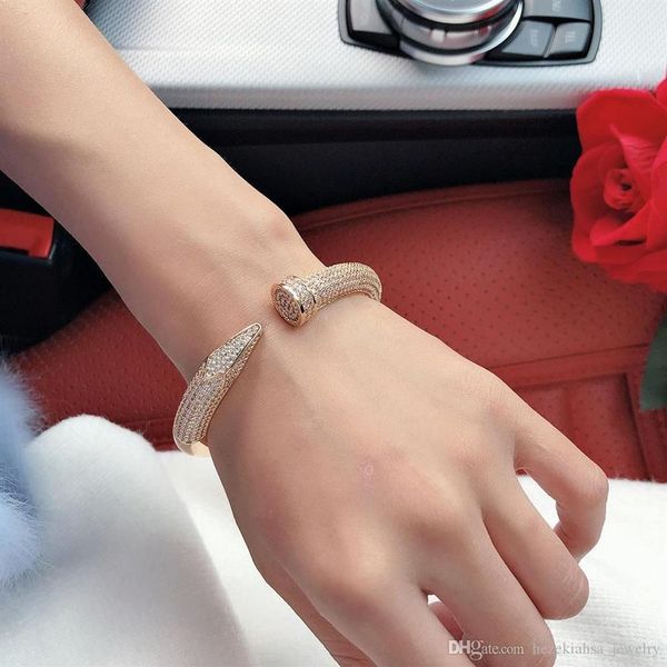 Internet-Prominente schrauben Vollbohrnägel Armband Goldarmbänder Damen Armreifen Punk als Geschenk luxuriös Überlegene Qualität291A