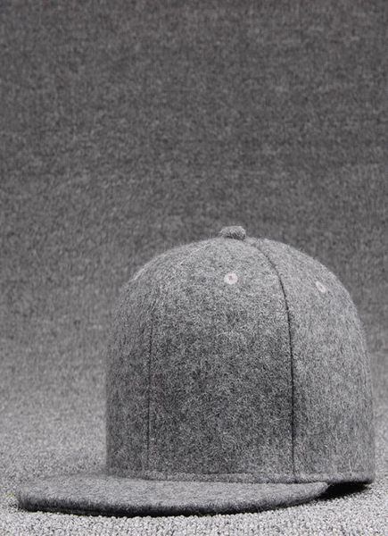 Cappellini snapback in feltro di lana di alta qualità per adulti Cappellini con visiera piatta invernali Hip Hop Bboy Cappello da skateboard solido Cappelli da baseball in lana da uomo 2010264727056