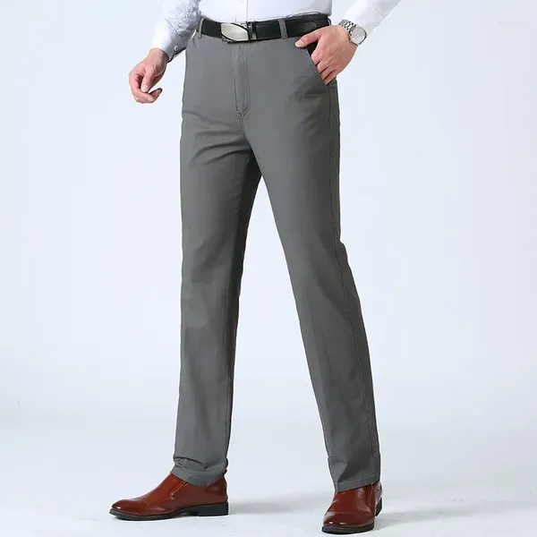 Calças masculinas chegada moda fina negócios casual algodão em linha reta cintura alta sper tamanho grande 29 30 31 32 33 34 35 36 38 40