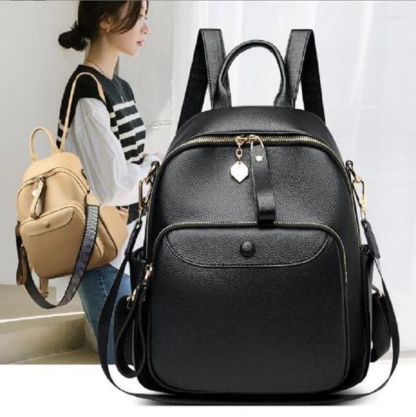 Schule Taschen Große Kapazität Weichen Leder Rucksäcke Frauen Koreanische Mode Reise Schulter Marke Designer Tasche Totes Rucksack