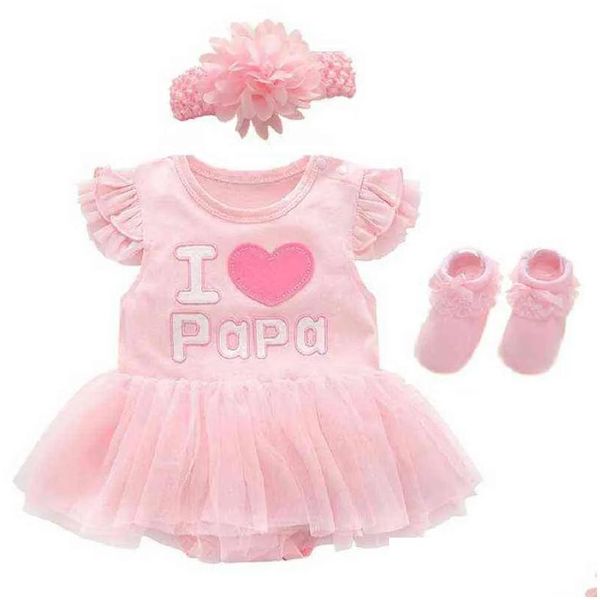 Pagliaccetti Nati Neonata Vestiti Abiti Estate Rosa Principessa Bambine Set di abbigliamento per la festa di compleanno 0 3 mesi Robe Bebe Fille Ot5Uc