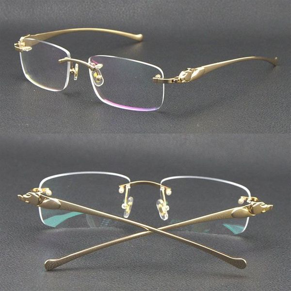Verkauf einer randlosen Metall-Leoparden-Serie Panther Optical 18K Gold-Sonnenbrille, quadratische Brillen, runde Form, Gesichtsbrille, männlich und weiblich W293U