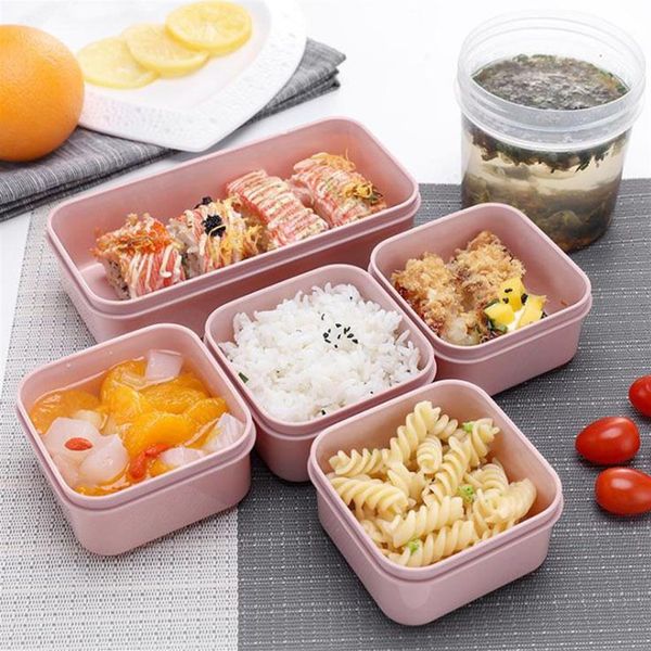 MICCK 7-teiliges Set Mittagessen, umweltfreundlicher Frischhaltebehälter, mikrowellengeeignet, Bento, auslaufsicher, Crisper-Box, T200710267w