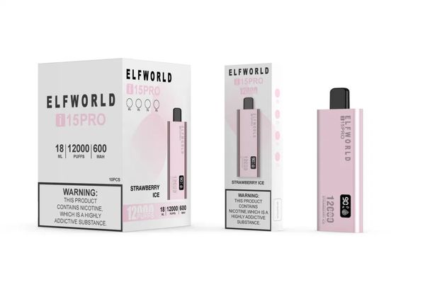 Original de fábrica atacado Elf World Cigarro Eletrônico 600mAh Bateria Recarregável 0% 2% 3% 5% Sal de Nicotina Elfworld I15 PRO 12000 Puffs 15000 Puffs Vape Bar