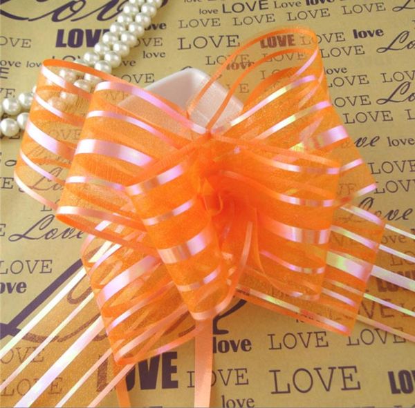 Hohe Qualität50pcslot 5cm Große Größe Orange Farbe Organza Pull Bögen Für Hochzeit Auto Dekor Hochzeit Organza Pull blume Bänder Gi8555394