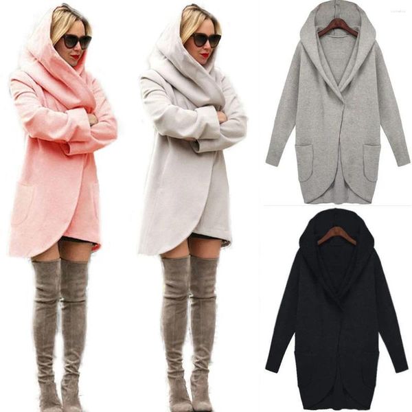 Ethnische Kleidung Damen Wollmantel mit Kapuze, dünner Mantel, lockere Damen, lässige Hoodies, Jacke, Mantel, Oberteil, Damen, Winter, Übergröße, Oberbekleidung, Mäntel