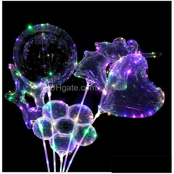 Party Dekoration Led Bobo Leuchtende Ballon Transparente Farbe Lichter Kugeln Chirstmas Hochzeit Dekor Geschenke Baum Sternform Verkauf Drop D Dhumi