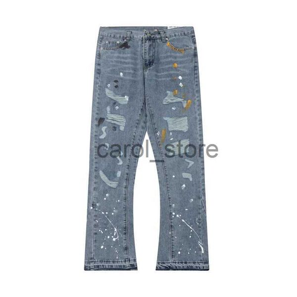 Erkek pantolon y2k mürekkep boyalı yırtık delik pantalonları hombre baggy kot pantolon erkekler ve kadınlar için yıpranmış sokak kıyafeti gündelik denim pantolon büyük boy j231208