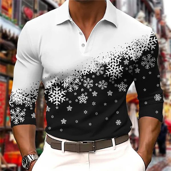 Herren Polos Weihnachtshemden 3D-gedrucktes langärmeliges Poloshirt für Männer Lässiges Sommer-T-Shirt-Muster Kurzarmoberteile Herrenbekleidung 5XL 231211