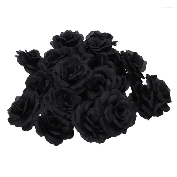 Dekorative Blumen, 20 Stück, schwarze Rosen, künstliche Seidenblumen, Party, Hochzeit, Haus, Büro, Garten, Dekoration, DIY, Einzelhandel