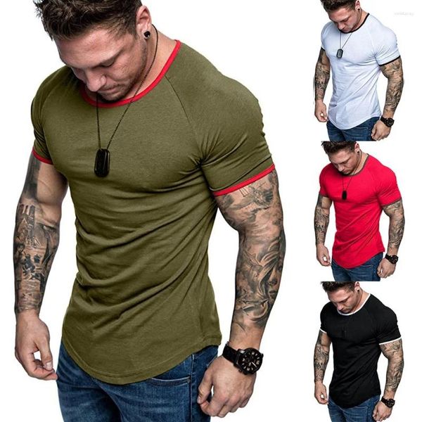 Herren T-Shirts Pack Kleid Männer Zuhause O-Ausschnitt Streifenmuster Lässige Mode Revers Kurzarmhemd Gemustert