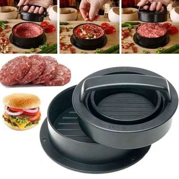 Nuovi strumenti per carne di pollame ABS Hamburger Pressa per carne Forma rotonda Antiaderente Polpette di hamburger ripiene Manzo Griglia Pie Press Stampo Maker Accessori da cucina