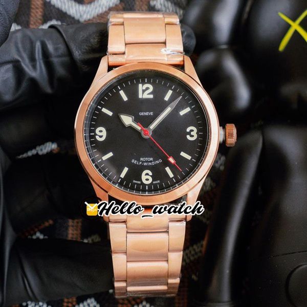 Orologi Ranger 41mm M79910-0001 79910 quadrante nero asiatico 2813 orologio automatico da uomo bracciale in acciaio oro rosa completo Hello Watch HWTD 8 236y