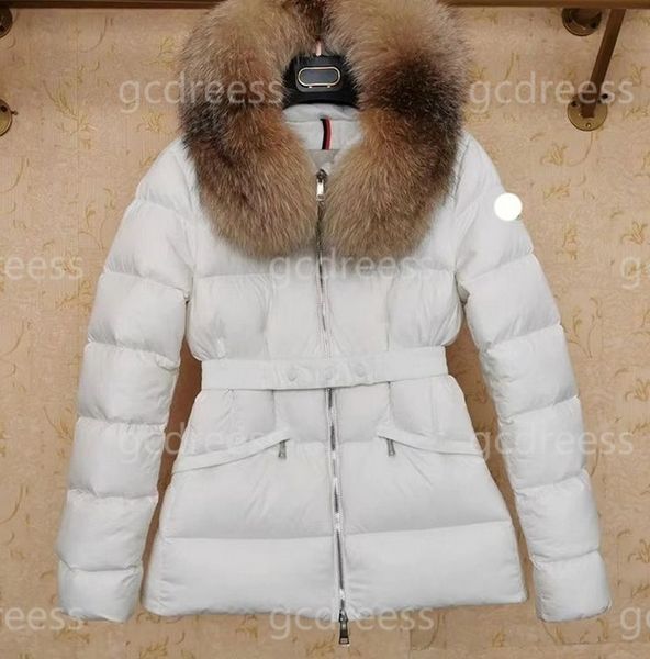 Jaqueta feminina, jaqueta de gola de raposa com capuz de inverno, roupas de marca de grife, casaco parka quente feminino da moda, jaqueta fria quente e espessa ao ar livre