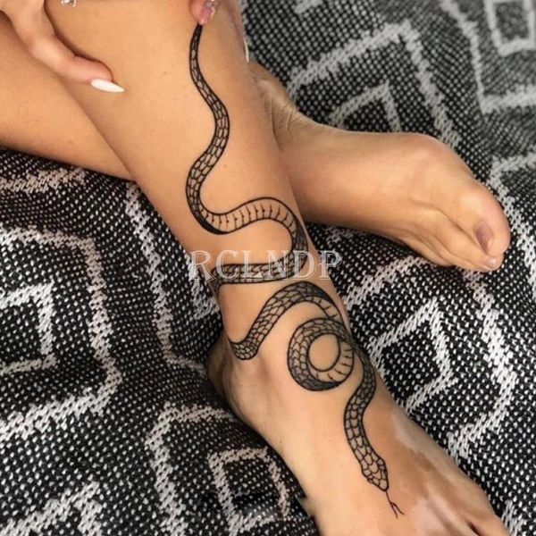 Tatuajes temporales Etiqueta engomada del tatuaje a prueba de agua Elemento de serpiente sexy Tatuaje falso Flash Tatto Arte corporal para mujeres Hombres tatuajes temporales 231208