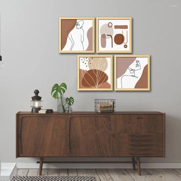 Quadros 4 pcs PO Imagem Home Wall Decor Modern Room Pintura Desenho Arte Decoração Acessórios El Poster Frame