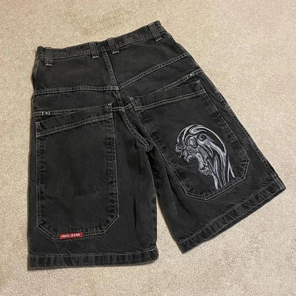 Pantaloncini da uomo Streetwear JNCO Y2K Pantaloni Uomo Hip Hop Retro Scheletro Grafica Baggy Denim Palestra Harajuku Gothic Uomo Basket Corto