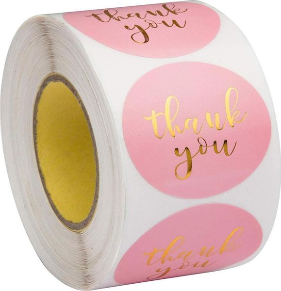 Etichette adesive in carta rosa Foil Adesivi di ringraziamento Scrapbooking 1039039 500 pezzi Buste per matrimoni Sigilli di cancelleria fatta a mano Sti9752813