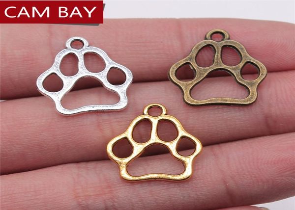 19x17mm 3 colori antico oro argento bronzo ciondoli zampa di cane cava per la creazione di gioielli7465496