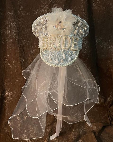 Роскошные бейсболки для женщин, шляпа капитана для невесты, военная шляпа со свадебным платьем для сержанта, фестиваль, день рождения, 2211225135122