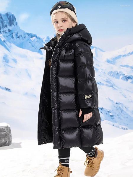 Daunenmantel Mädchen Jungen Baumwolljacke Lange Ultra Dicke Parkas Schwarz Kind Mit Kapuze Warme Mäntel Winterkleidung Für Baby Gepolsterter Schneeanzug