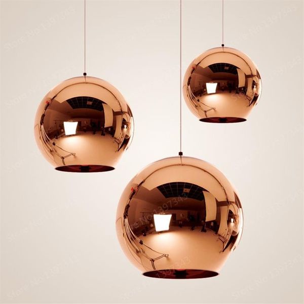 Globo de vidro bola luz pingente cobre prata ouro iluminação redonda teto pendurado lâmpada globo abajur pingente lamp264p