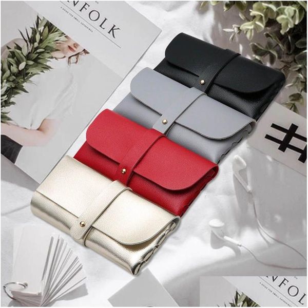 Sonnenbrillenetuis Tragbare Pu-Leder-Sonnenbrillen-Tasche Mode-Frauen-Etui PVC-handgefertigte Box 5 Farben Großhandel Drop-Lieferung Zubehör Dh5LN