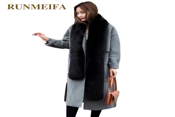 RUNMEIFA Einfarbig Simulation Fuchs Pelz Pashminas Für Frauen Winter Warme Schal Kragen Schal Wraps Weibliche Stola Edle Pelz Schals 205630047