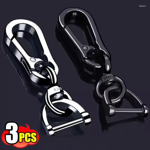 Anahtarlıklar 3pcs araba anahtarlık klasik paslanmaz çelik bel kemeri klips önleyici anti-kayıp toka asılı moda erkekler anahtar yüzük dekorasyon