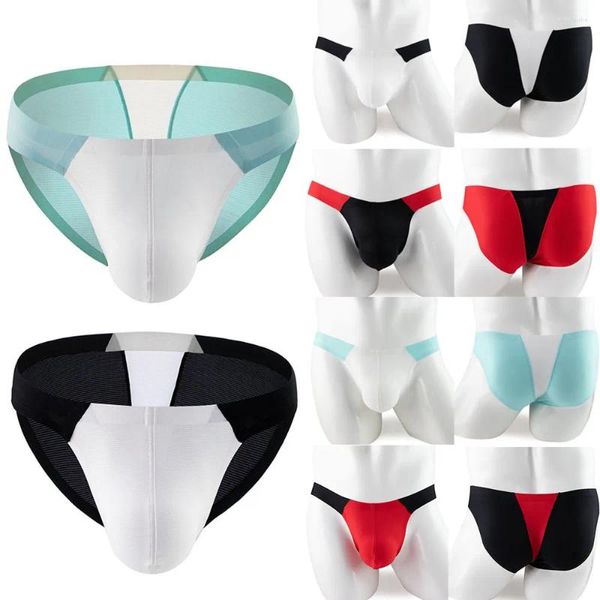 Mutande Senza Soluzione di Continuità Sexy di Seta del Ghiaccio Biancheria Intima da Uomo Slip Perizoma Slip a Vita Bassa da Uomo Lingerie Femme Mutandine Tanga Intimo