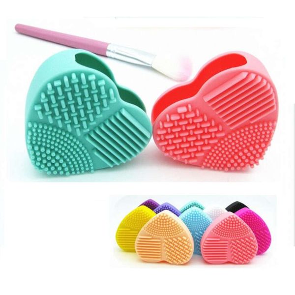 8 Farben Mode Pinsel Ei Reinigung Herzform Make-up Waschen Pinsel Pad Silikon Handschuh Scrubber Kosmetik Foundation Pulver saubere Werkzeuge Silikon Wasborstelpad