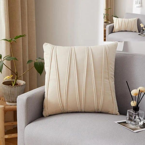 Fronha de travesseiro com zíper moderno quadrado elegante capas de pelúcia para decoração de casa quarto fechamento
