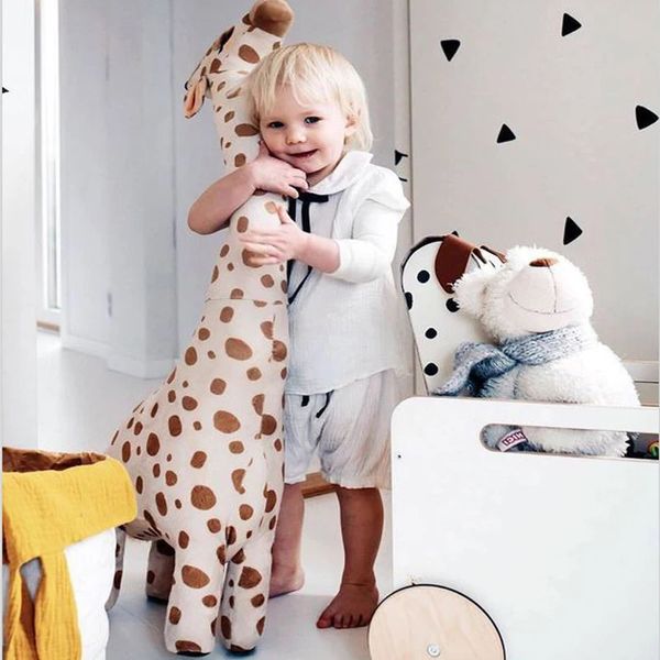 Bonecas de pelúcia 100cm tamanho grande simulação girafa brinquedos macio pelúcia animal dormindo boneca brinquedo para meninos meninas presente de aniversário crianças 231211
