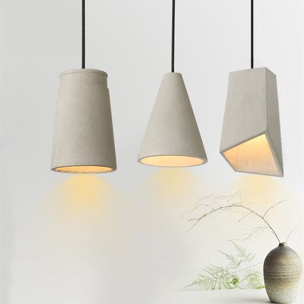 Design dinamarquês loft concreto luz pingente quarto cabeceira lâmpada pendurada cimento restaurante sala de jantar lamp228p