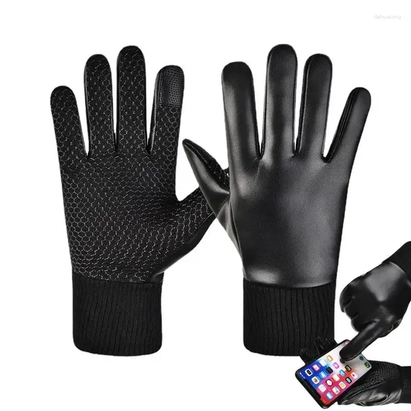 Radfahren Handschuhe Winter Thermal Winddicht Leder Fahrrad Touchscreen Fahrrad Reiten Motorrad Ski Warm