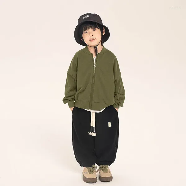 Jacken Herbst Mode Kinder Baseball Kleidung Jungen Brief Strickjacke Sweatshirt Oberbekleidung Kinder Mäntel