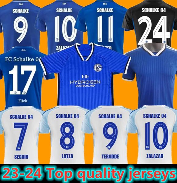 2023 2024 Schalke 04 Camisas de futebol Patrocinador da casa Kutucu Schopf Serdar 23 24 Ozan Mascarell Ozan TERODDE ZALAZAR BULTER PIERINGER DREXLER LEE Flick Camisas de futebol 11