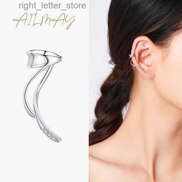 Stud Ailmay 925 Sterling Silver Ear Clip Brinco Fashionc Avançado Brincos Não Perfurados para Mulheres Meninas Acessórios de Festa Jóias YQ231211