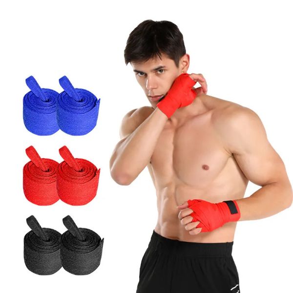 Bandagens esportivas de algodão para treinamento de boxe, 2 peças, 1.5/2.5/3/5m, sanda, chute, boxe, mma, luvas de mão, cinto, cinta esportiva de boxe