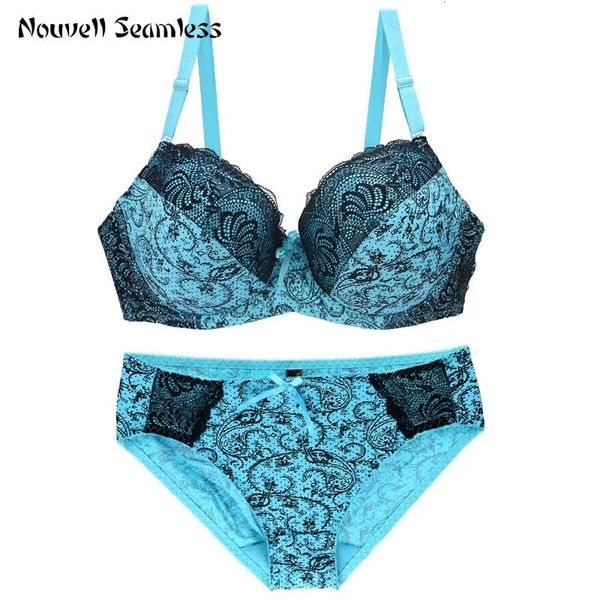 Sexy Set Nouvelle Seamless famosa marca sexy de alta qualidade feminina impressão sutiã conjunto de renda flor push up roupa interior conjunto tamanho grande underwe 231211