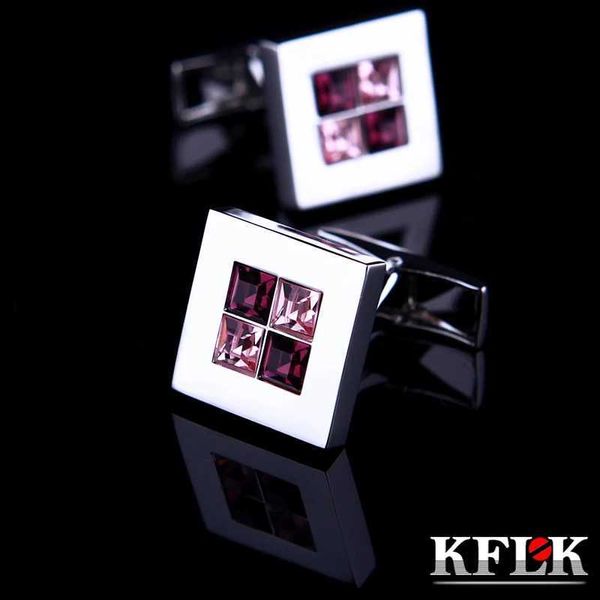 Запонки KFLK Ювелирные изделия рубашка запонки мужские дизайнерские Бренд Фиолетовый Кристалл Запонки оптом Кнопка Высокое качество Свадебные гости Q231211