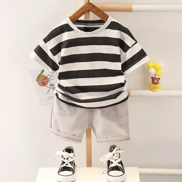 Kleidung Sets Kinder Baby Junge Druck Streifen T-shirt Shorts Sommer Kinder Ausflug Kleidung 2 Teile/sätze Infant Kleinkind Trainingsanzüge 0-5 jahre