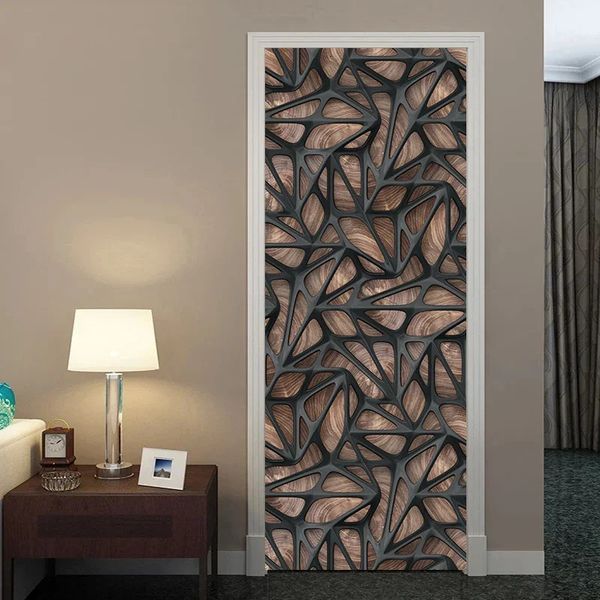 Adesivos de parede Decoração da porta da frente Portas autoadesivas para casa para papel de parede interior Quarto Vinil Banheiro Decorativo em todo 231211