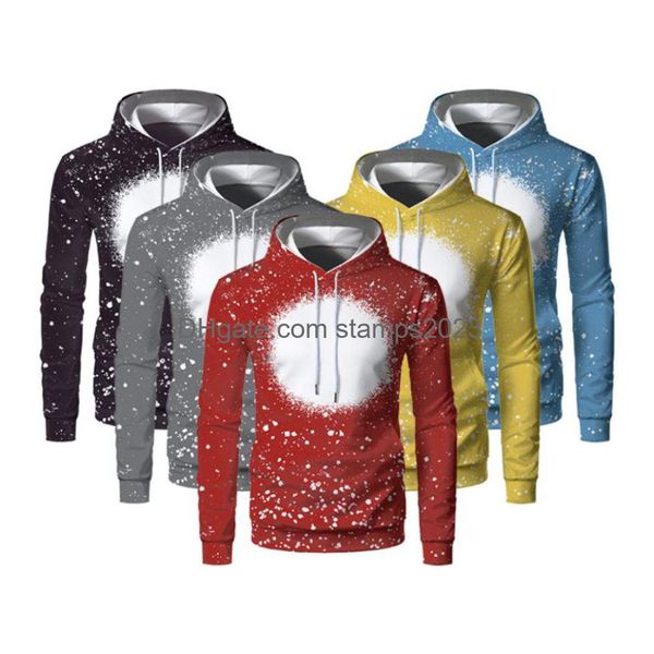 Party Favor Großhandel benutzerdefinierte druckbare Logo Sublimation Blank Tie Dyed Plover Pullover Hemden Faux Bleached Hoodies für Männer und Drop De DHYFB