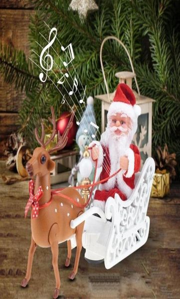 Santa Claus Puppe Elch Schlitten Spielzeug Universal Elektrische Auto mit Musik Kinder Kinder Weihnachten Elektrische Spielzeug Puppe Startseite Weihnachten Dekor geschenke4663173