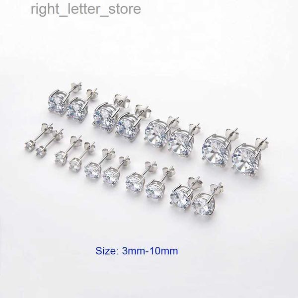 Stud LESF 925 Sterling Silver 3mm-10mm New Classic taglio rotondo di alta qualità SONA pietra orecchini gioielli da sposa per le donne YQ231211