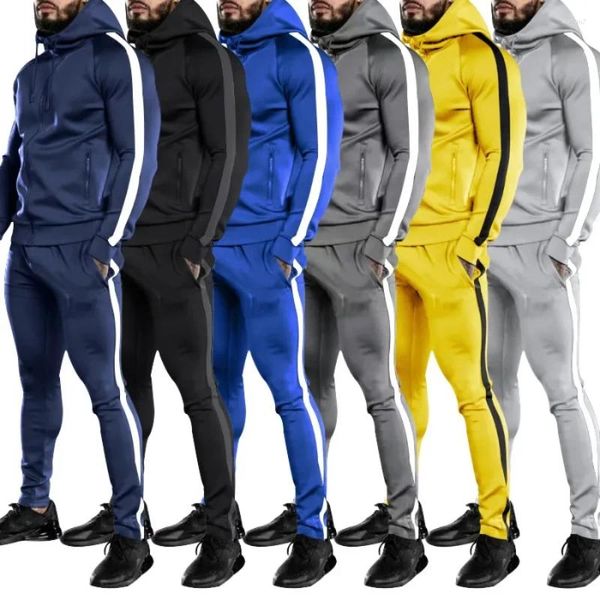 Erkek Trailsits 2024 Trainingjogging Wear Men için Sonbahar Kış Modası Hoodie ve Pantolon Takım Zip Up Ceket Jogger Fitness Seti